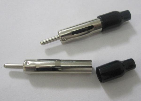 Silver Tone Metal Car AM/FM Radio Antenna Adapter Plug Connector