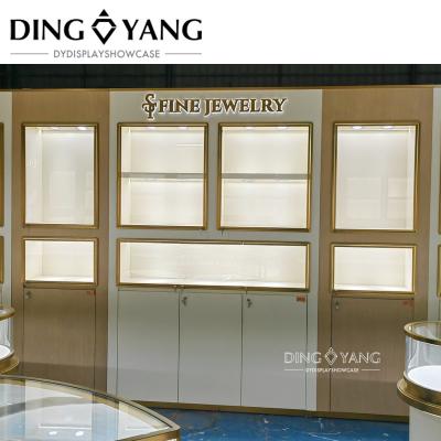 Moderno estilo de moda Vitrine de parede de jóias de madeira com baixo consumo de energia LED