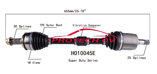 HO10045E Front Drive Axle Assembly 2016 Honda Cv Axle Assy Heavy Duty Clamp TPEE Boot