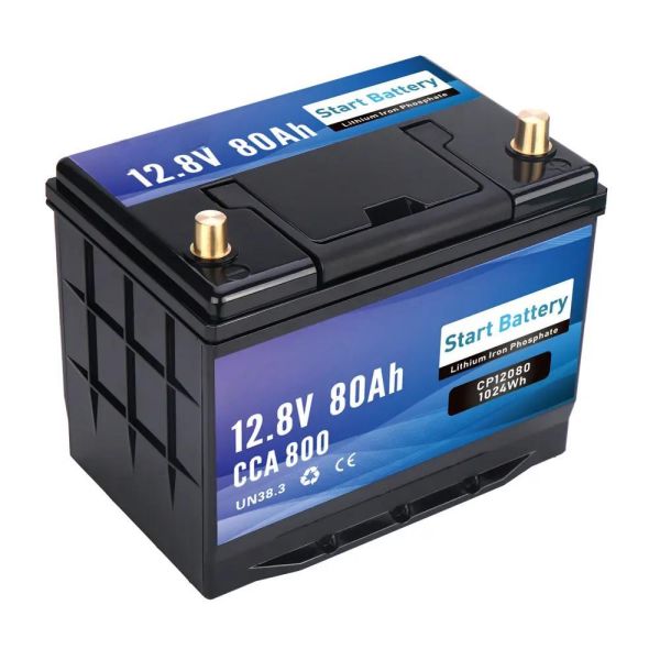 12V 80Ah LiFePO4 Deep Cycle & Starting Battery 800CCA Bluetooth - 1024Wh Solar Marine RV Off-Grid Lithium Battery With Smart BMS