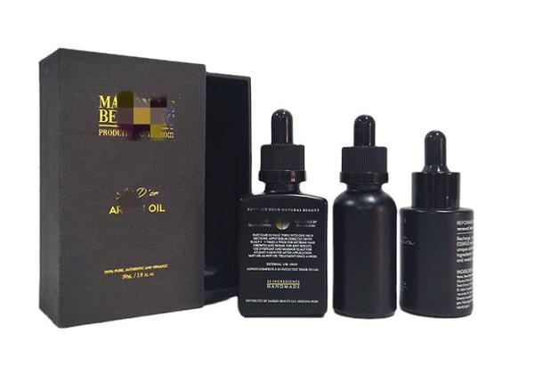 Custom Color 1 Oz Empty Cosmetic Bottles Round Glass Packaging With Paper Box