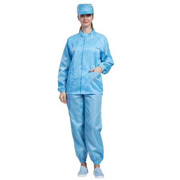 Clean Room OEM ESD Anti Static Clothing Dustproof Women Fire Resistant