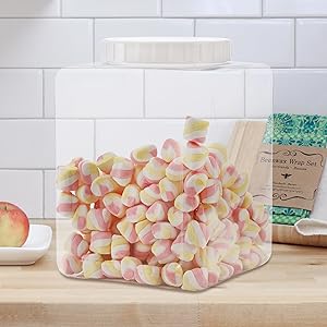 Plastic Jars, Plastic Gallon Containers With Lids, Large Square Plastic Food Storage Jar For Kitchen, Dry Food, Snack