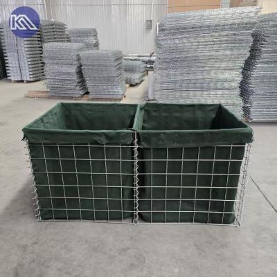 Heavy Duty 3 Inch Mesh Hole Gabion Basket MIL1 1.37M High Hesco Barrier Welded Gabion Box Lined With Geotextile Cloth