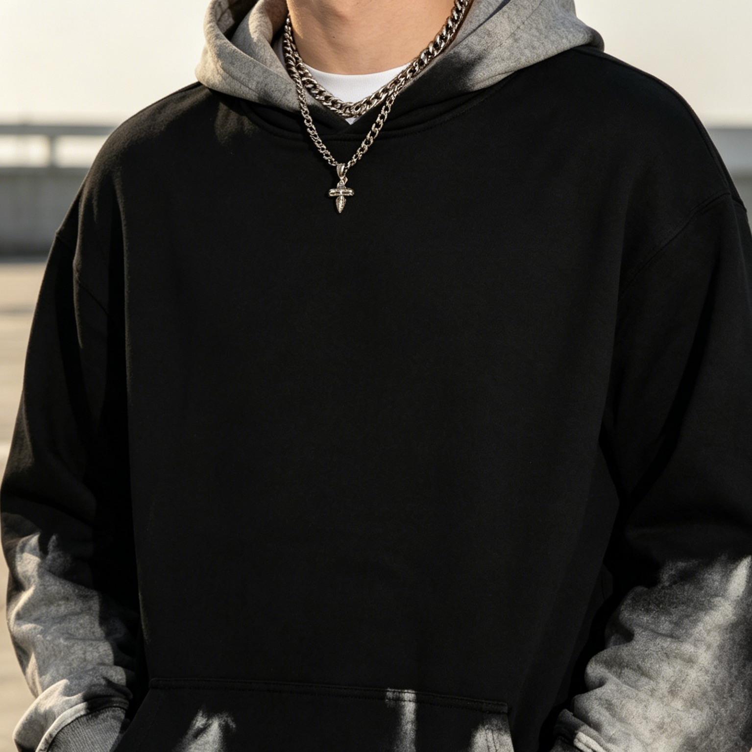 Custom Stone Wash Hoodies Drawstring Free Spray Wash Hoodie 450g