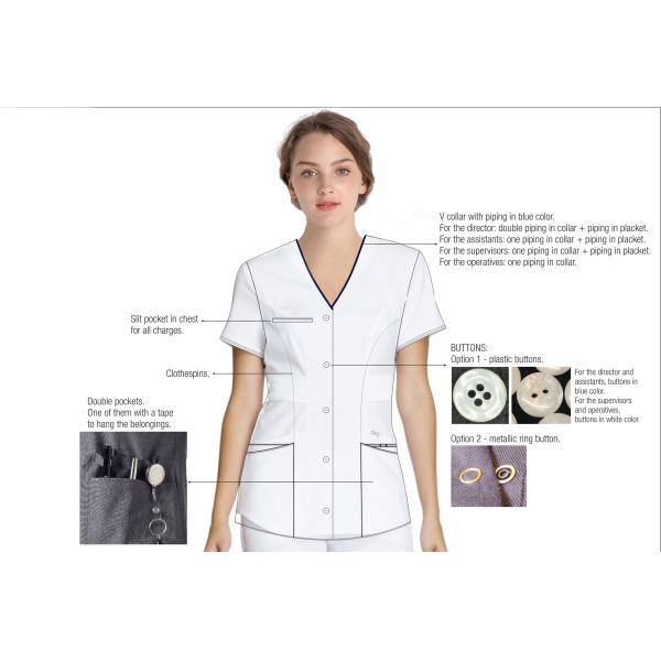 Подгонянное свободное от Морщинк короткой медсестры 42% полиэстер рукава медицинское равномерное противомикробное