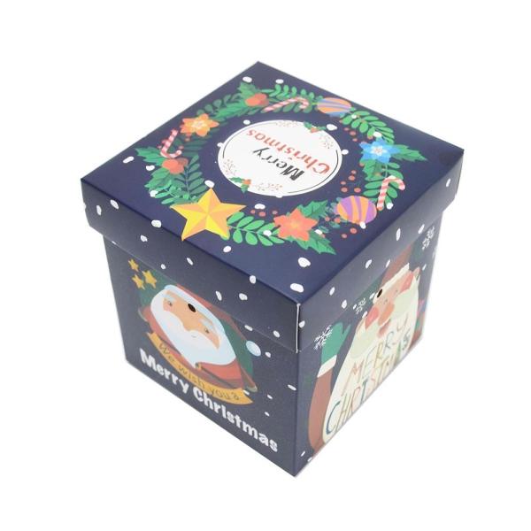 Bote de regalo personalizado de Navidad de papel negro joyería anillos de cartón con logotipo personalizado