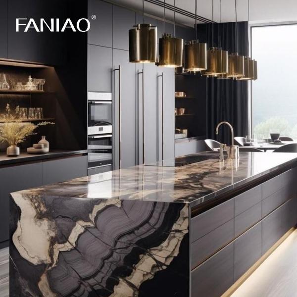 Дизайнерские шкафы для кухни из твердого дерева с высоким блеском