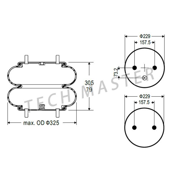 Manufacturers auto parts industrial full air ride suspension for Trailer Firestone air bellows spring OEM W01-358-7424