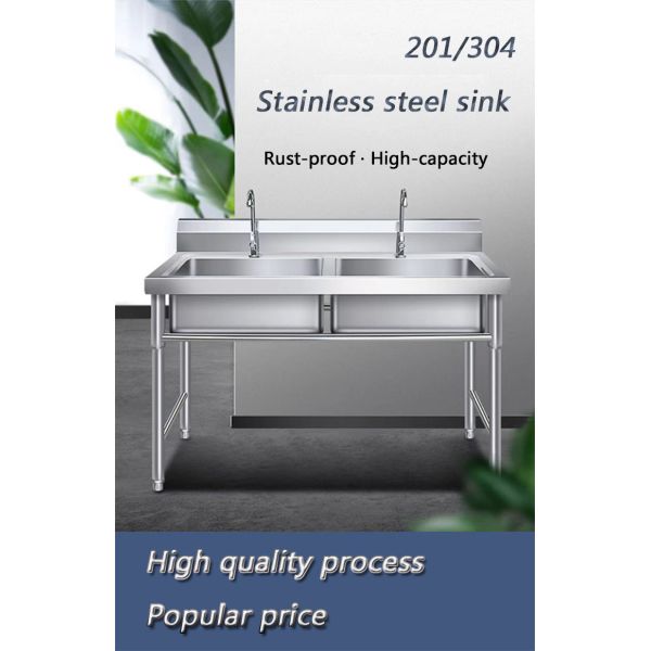 SS304 Stainless Steel 3 Compartment Sink OEM ODM Commercial Wash Sink