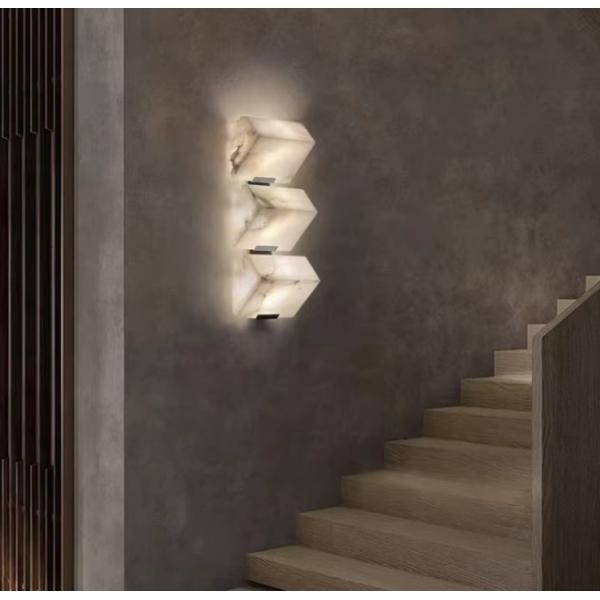 Alabaster LED Wall Lamp Postmodern Creative Home Decor Copper Marble Wall Light For Bedroom Bedside Living Room
