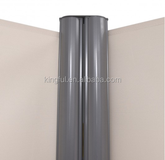 160*600cm Double Retractable Vertical Wind Screen Privacy Divider with Aluminum Frame