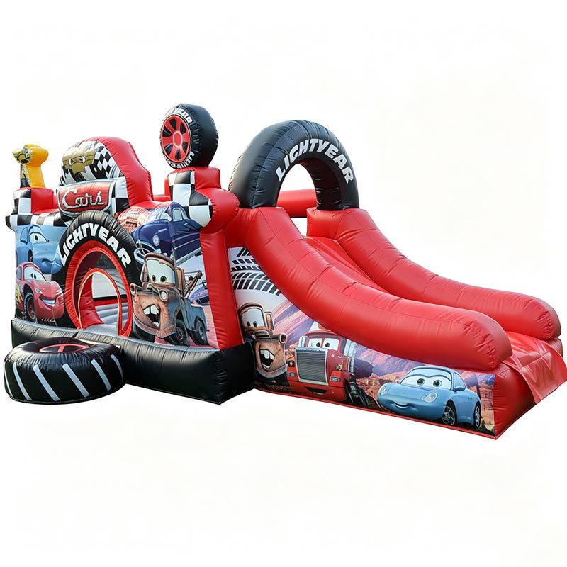 Commercial Grade Racing Car Inflatable Slide Combo Red Cartoon Car Bouncy Castle for Kids Party Rental Business