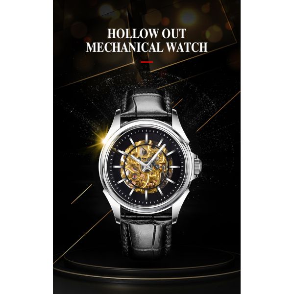 Butterfly Buckle Skeleton Mechanical Watch