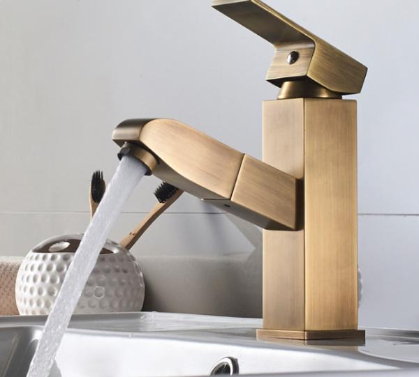 Hotel  Brushed Pull Out ODM Vintage Style Bathroom Faucets