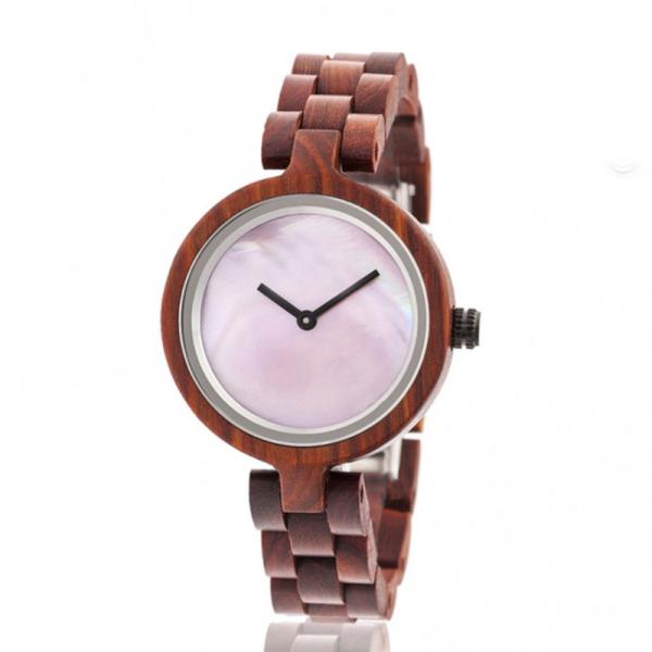 Boyear Custom Logo Wooden Watches Luxury Red Sandal Fashion Wood Watch Women,Ladies Fashion Watch