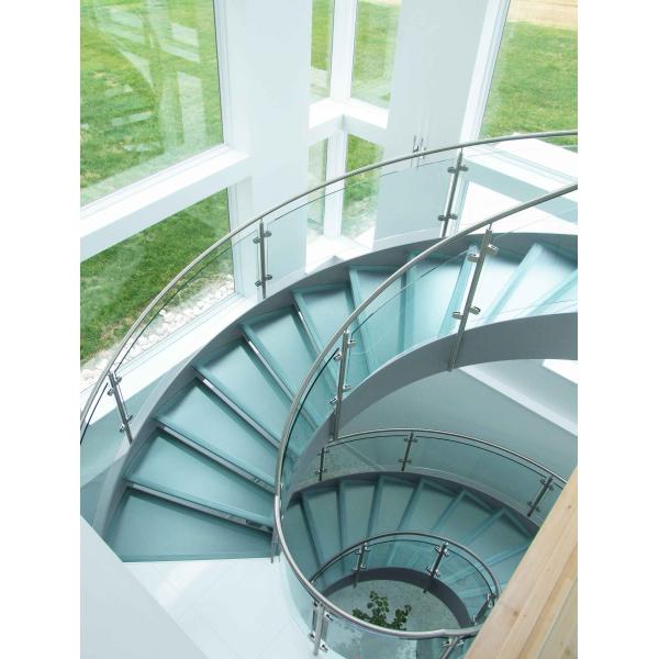 U Channel Curved Deck Stairs Designs Glass Railings System Screw Bolted Installation