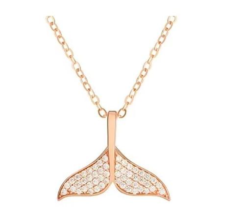 2021 Korean Shinny Jewelry 925 Sterling Silver Necklace Geometric Cubic Zirconia Mermaid Pendant Necklace For Women