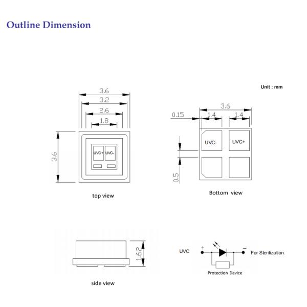 Медицинские УЛЬТРАФИОЛЕТОВЫЕ обломок 100mA 150mA 20mW СИД SMD 3535 UVC для очистителя воды больницы ICU