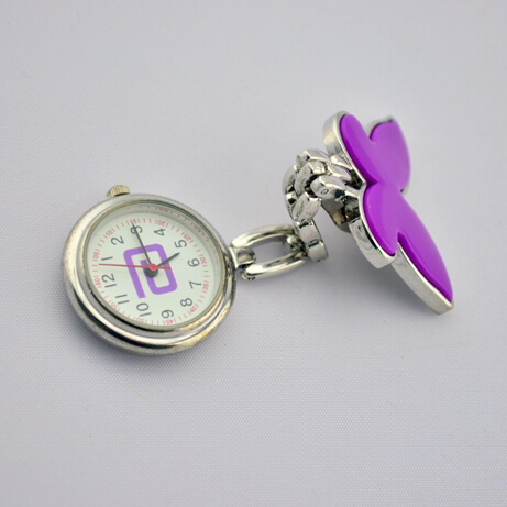 Fashion Butterfly Metal Nurse Doctor Watch Clip Nurse Hang Watch With White Face, Brand Your Own Logo,10 Colors Stock