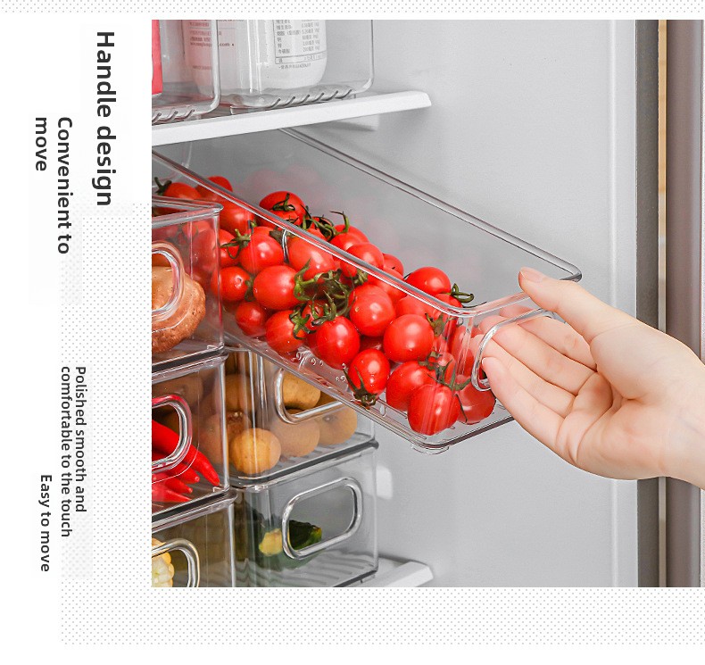 Hot Selling Modern Design Plastic Kitchen Drawer Refrigerator Organizer Food Storage Container with Handle