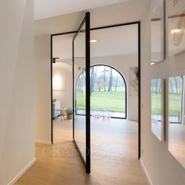 Modern Large Front Commercial Main Entrance Pivot Door Interior Low-E Glass Single Exterior Entry Aluminium Glass Pivot Doors