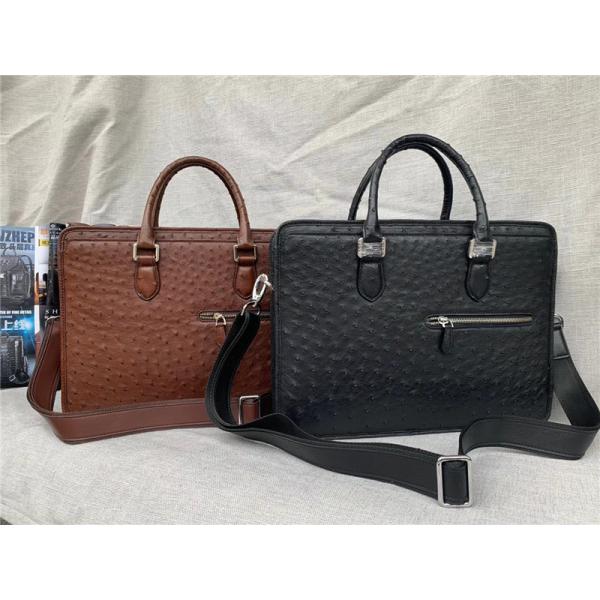 Authentic Real True Ostrich Skin Businessmen Large Laptop Briefcase Shoulder Bag Genuine Leather Top-handle Male Handbag