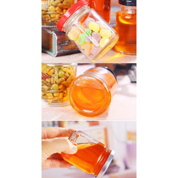 Lead Free Seal Label Glass Honey Jar With Tin Lid Food Grade Round Shape