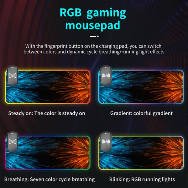 Custom Gaming Mouse Mat Wireless Charging Mouse Pad with Oversized RGB Luminous Desk Mat