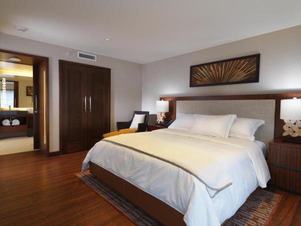 Bandung holiday hotel bedroom suite furniture of fabric pad headboard with in wall wardrobe closet and hotel sofa
