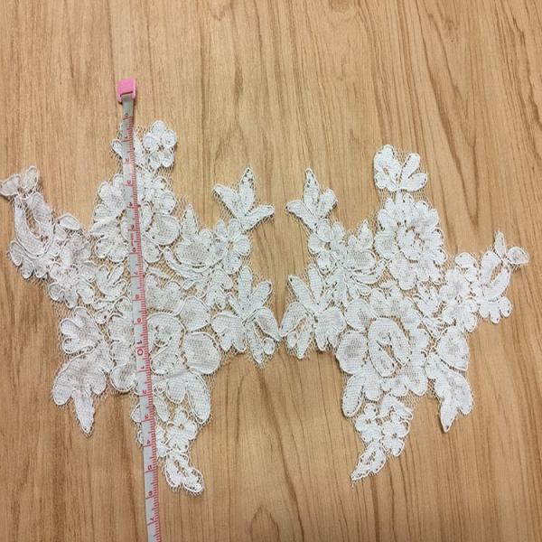 Jacquard Cord Eyelash  Lace Applique  for Wedding Bridal Dress