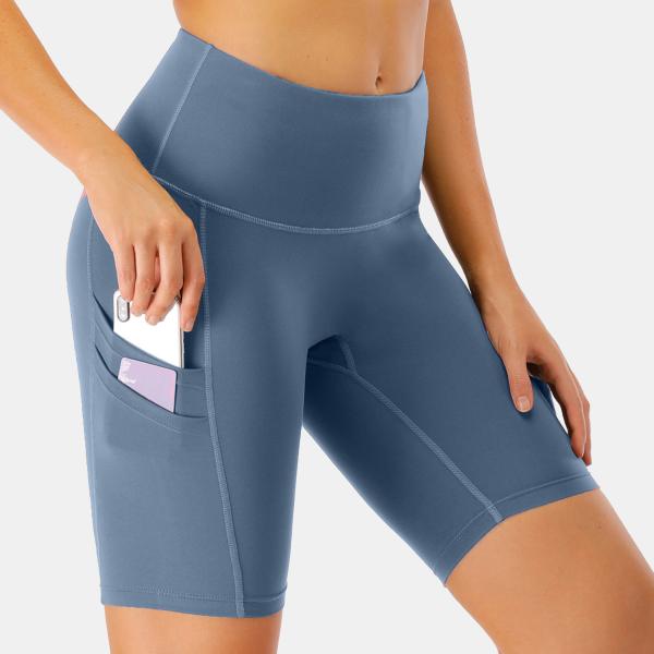 Short de ciclagem da bicicleta das mulheres com os 3 short de corrida do treinamento do bolso lateral do telefone