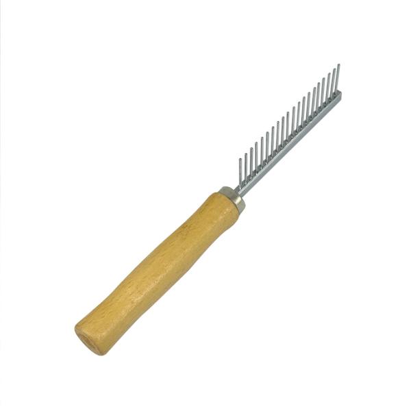 Peigne à aiguilles pour animaux de compagnie, manche en bois, brosse de toilettage pour chien et chat, outil anti-mue et anti-puces