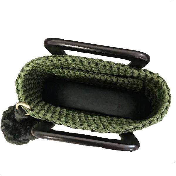 Natural Hemp Rope Crochet Hand Bag Woven With Wooden Handle OEM