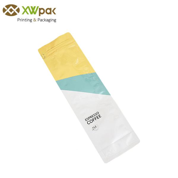 Vertical Corners Flat Bottom Side Gusset Bag Coffee Bean Roasted 135microns Thickness
