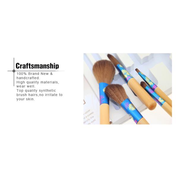 Printing Flower On Travel Makeup Brush Set Aluminum Ferrule Attractive Packaging