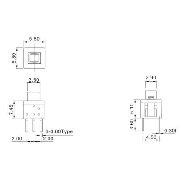 Переключатель 50Hz стартера кнопки Pin AC250V 6 мгновенный 100000 раз