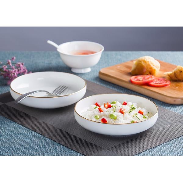 24K Gold Rimmed Ivory White Porcelain Plates For Wedding Party