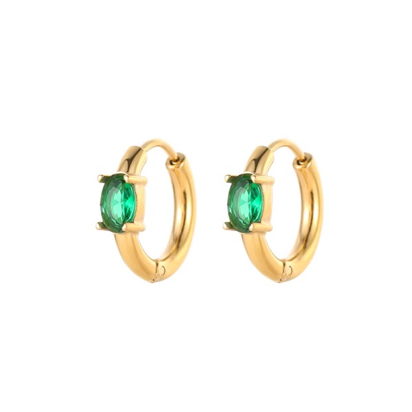 Wholesale Fashion Luxury and High End Stainless Steel PVD 18K Gold Zircon Huggie Earring and Women Jewelry Hoop Earrings