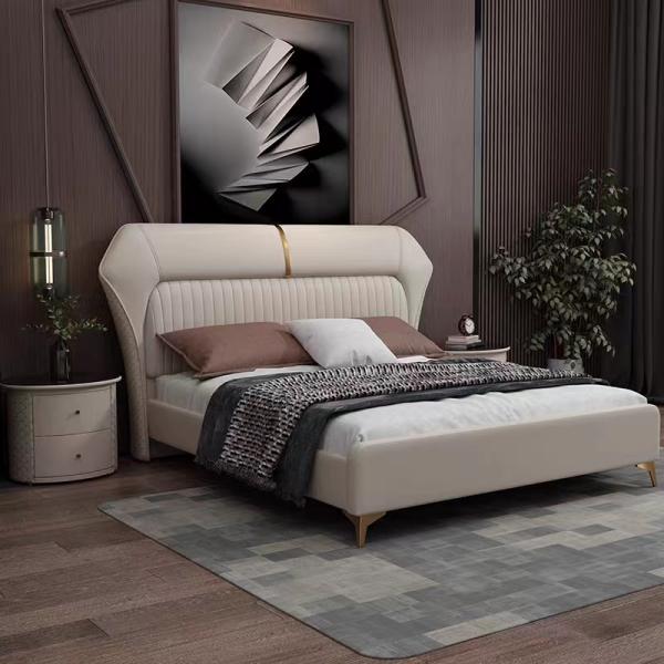 Custom Hotel Bedroom Furniture Royal Velvet Fabric King Size Bed