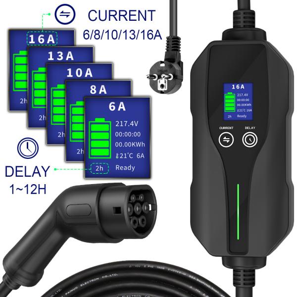 Estação de carregamento EVSE portátil para veículos elétricos domésticos 3.6kW Carregador de veículos elétricos de nível 2 120V - 240V 16A