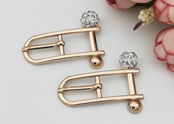 Beautiful Rectangle Small Shoe Buckles , Zinc Alloy Gold Metal Buckle Fashionable