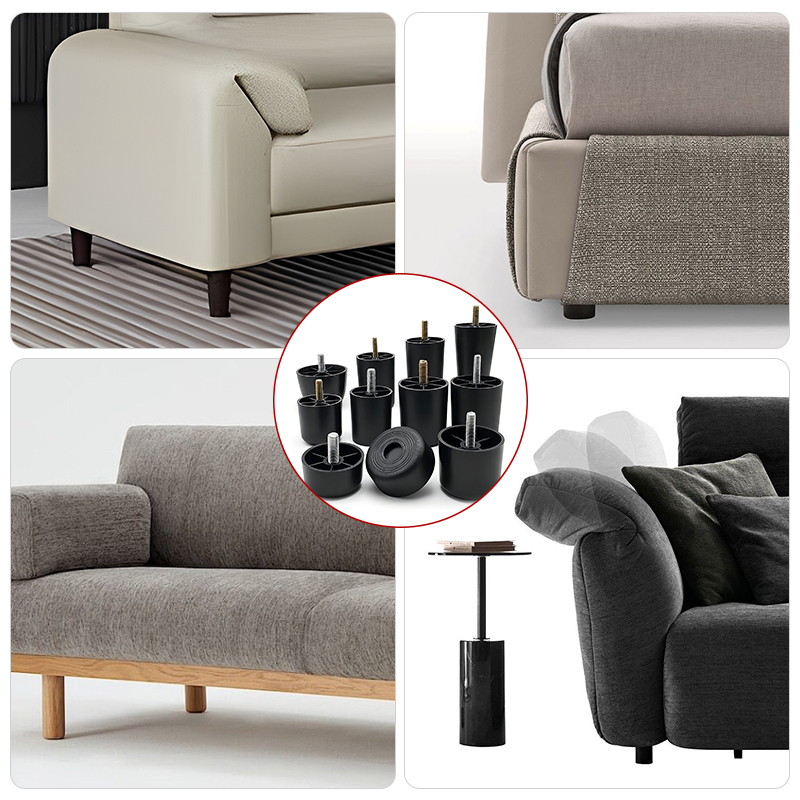 Round Plastic Height Increasing Sofa Feet Black Furniture Support Leg Accessories