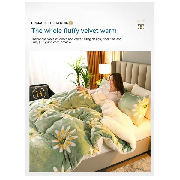Customized Size Bedding Set Thickened Warm Lamb Fleece Quilt with 100% Polyester Fabric