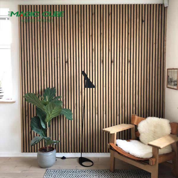 PET Coating Finish Acoustic Slat Wood Panels Customized For Ballroom