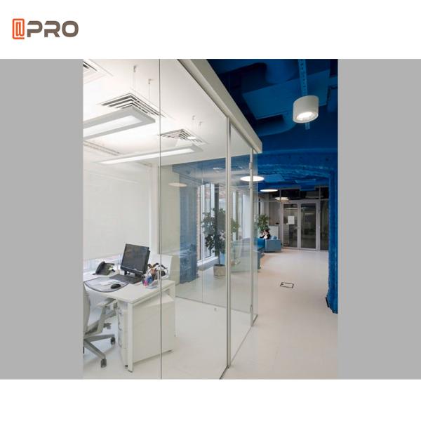 Decorative Wooden Office Partitions Movable Aluminium Sliding Single Glazing Glass