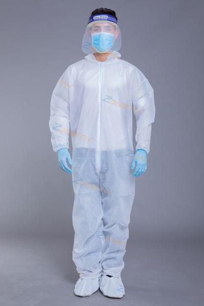 Waterproof Hooded Disposable Coverall With Elastic Cuff