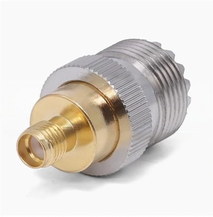 RF Adapter UHF/SMA Female to Female with 50Ω Impedance Matching Gold-Plated Brass Contacts and Low VSWR ≤1.25