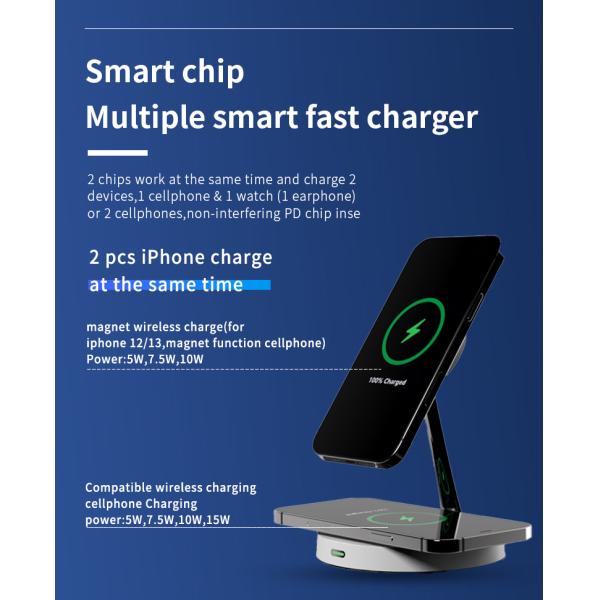 15w 10w 7.5w 5w Metal Wireless Charger Zinc Alloy Black and white with night light 2w