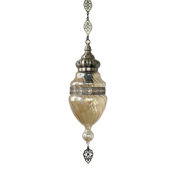 Light brown handmade glass Pendant lamp Moroccan bedroom bedside chandelier (WH-DC-76)